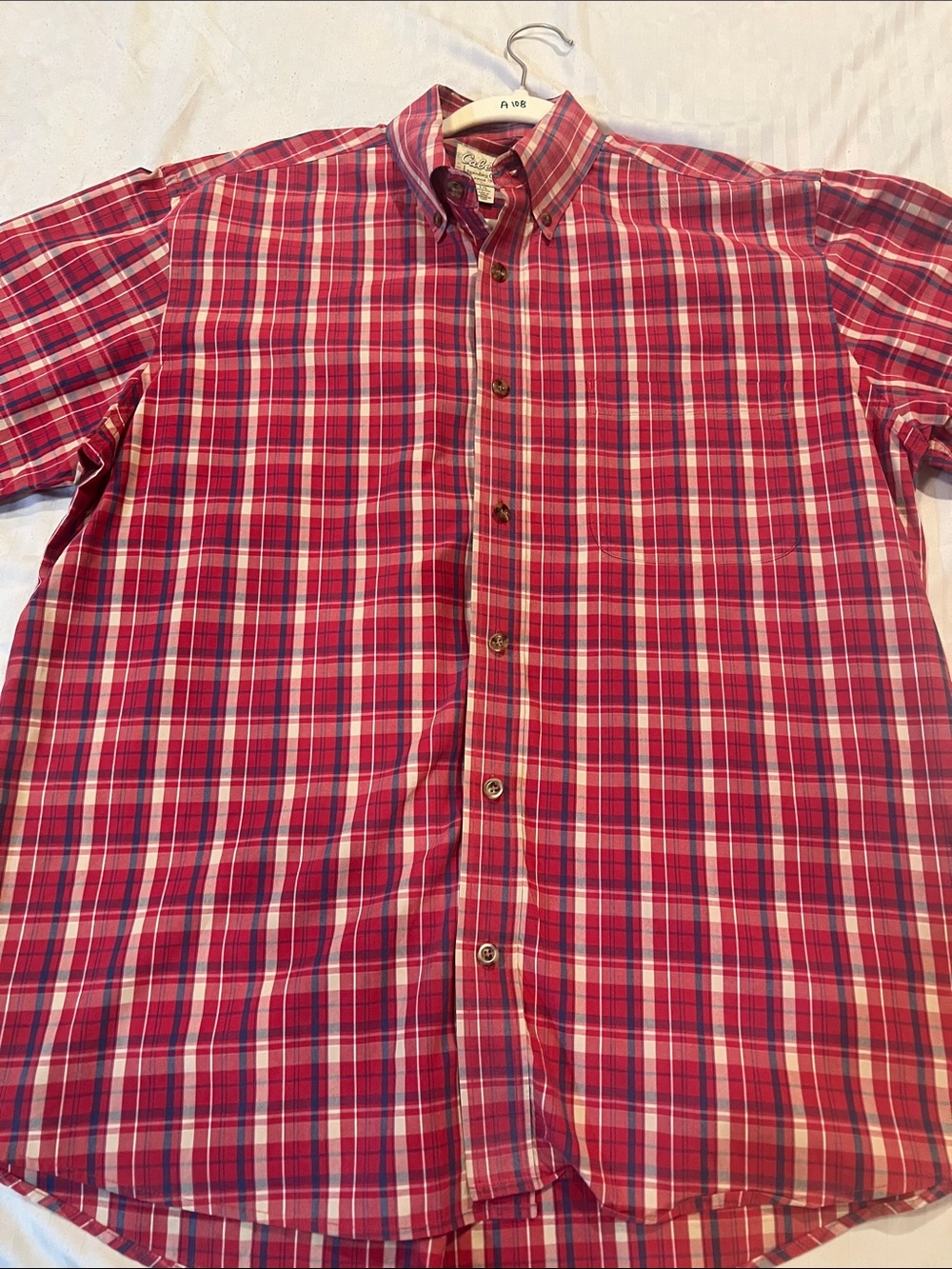 Cabela's Red and White Plaid Button-Down Shirt